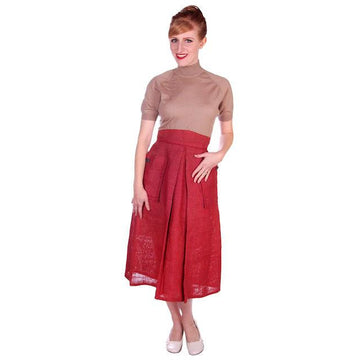 Vintage Skirt  Rosy Red Burlap Big Patch Pockets 1940s Small - The Best Vintage Clothing
 - 1