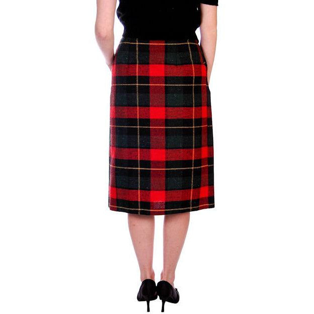 Vintage Pencil Skirt Red/Green/Black Plaid Wool 1980s 50s Look Small Cart2cart The Best Vintage Clothing