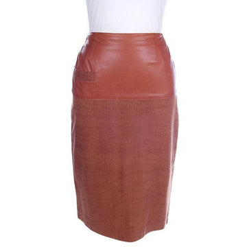 Vintage Leather  Skirt Tan St. Gillian 1980S Textured Lambskin  6 - The Best Vintage Clothing
 - 1