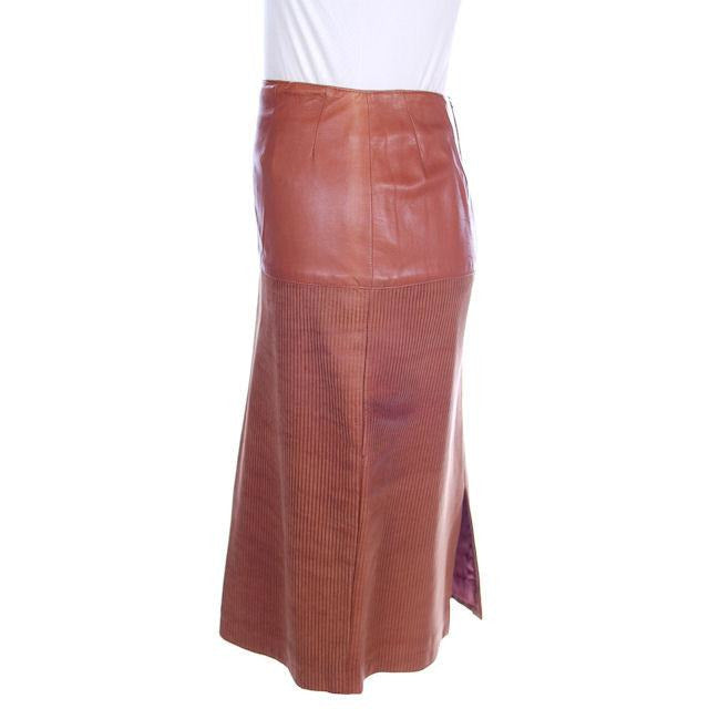 Vintage Leather Skirt Tan St. Gillian 1980S Textured Lambskin 6 Cart2cart The Best Vintage Clothing