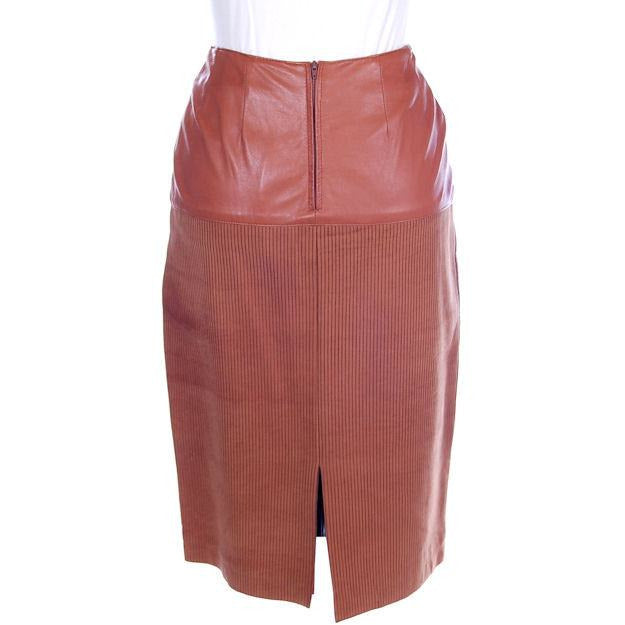 Vintage Leather Skirt Tan St. Gillian 1980S Textured Lambskin 6 Cart2cart The Best Vintage Clothing