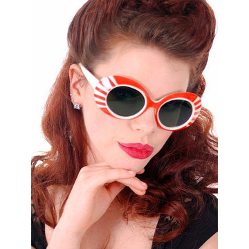Vintage Ladies Sun Glasses Orange & White Stripes Foster Grant 300 1950s - The Best Vintage Clothing
 - 1