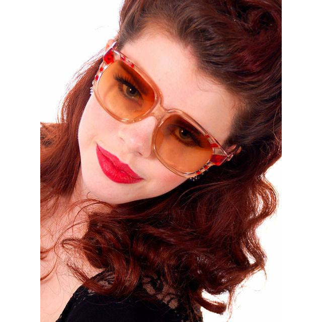 Vintage Emmanuelle Khanh Paris Sunglasses Big 1980s Red/Clear Frames 8080-401 - The Best Vintage Clothing
 - 1