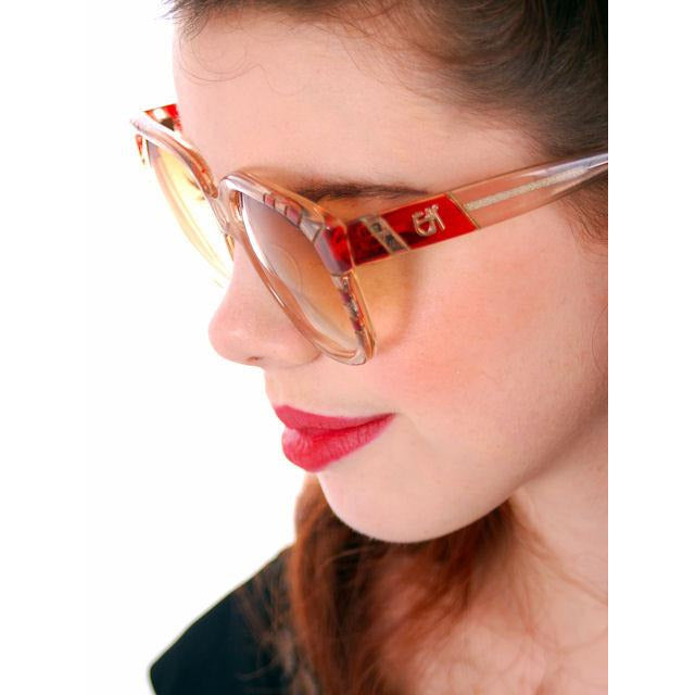 Vintage Emmanuelle Khanh Paris Sunglasses Big 1980s Red/Clear Frames 8080-401 Accessories,New Arrivals Emmanuelle Khanh