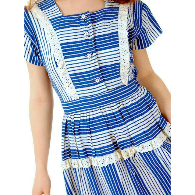 Sweet Vintage Seersucker Day Dress Blue Stripes Small Early 1940s Betty Barclay XS Women's,New Arrivals Betty Barclay