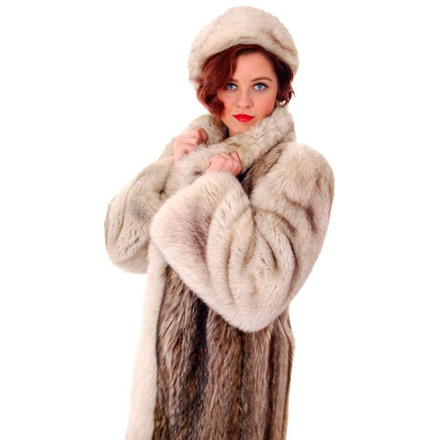 Vintage Fox w/Raccoon Fur Maxi Coat Circa 1990s w/ Matching Hat Paul Magder Furs Women's,New Arrivals The Best Vintage Clothing