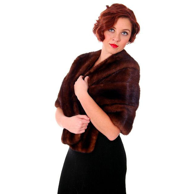 Vintage Dark Brown Ranch Mink Stole 1950s Luxury Fur - The Best Vintage Clothing
 - 1