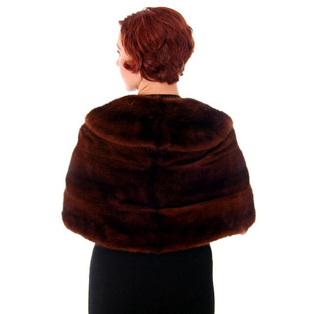 Vintage Dark Brown Ranch Mink Stole 1950s Luxury Fur Women's vendor-unknown