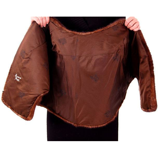 Vintage Dark Brown Ranch Mink Stole 1950s Luxury Fur Women's vendor-unknown