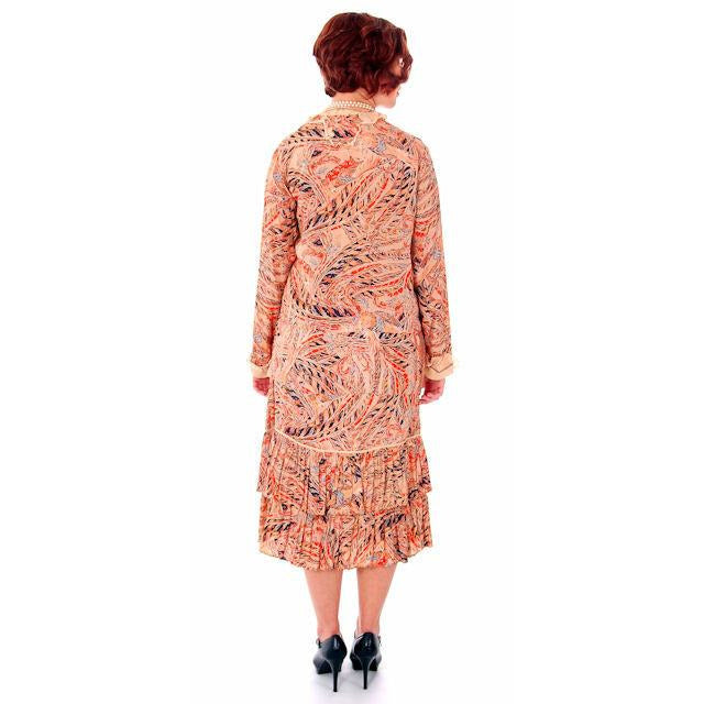 Vintage 1920s Flapper Dress Silk Printed 44 Bust Pheasants Birds & Feathers Print Women's,New Arrivals The Best Vintage Clothing