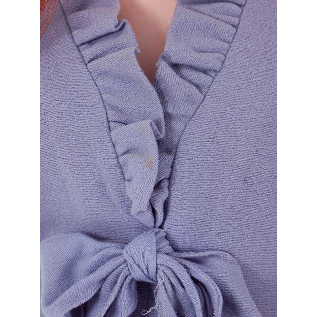 Vintage Wool Dress Gray Blue Early 1940s Small Women's vendor-unknown