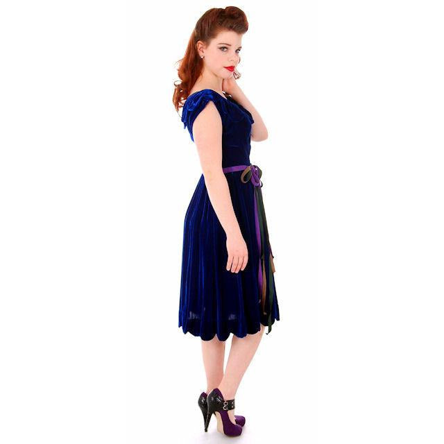 Vintage Sapphire Blue Velvet Party Dress 1940s Mary Muffet Limited Small NWT Women's,New Arrivals Mary Muffet