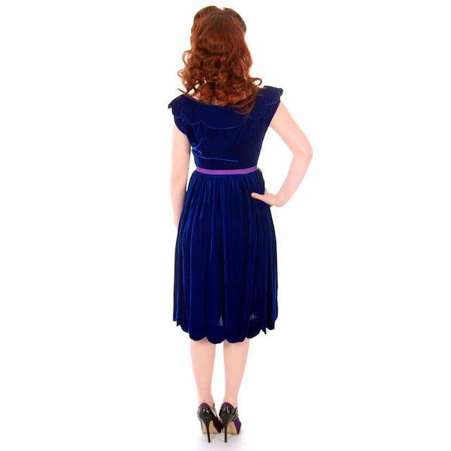 Vintage Sapphire Blue Velvet Party Dress 1940s Mary Muffet Limited Small NWT Women's,New Arrivals Mary Muffet