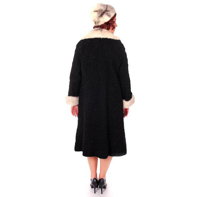 Vintage Ladies Coat Black Persian Lamb Mink Silver Mink Trim & Hat 1950s Women's,New Arrivals The Best Vintage Clothing