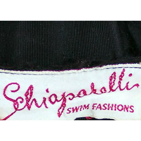 Vintage Schiaparelli Swim Suit Black w Red Fringe Small 1950s Women's,New Arrivals Schiaparelli