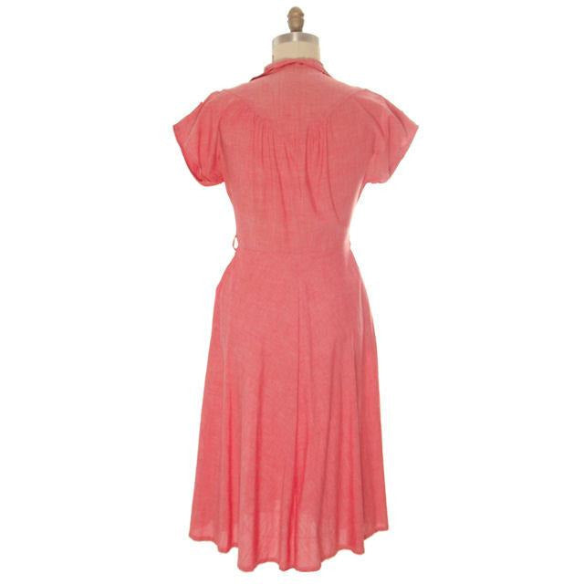 Vintage Womens House Dress Red Changeable Cotton 1940s 38-30-Free – The ...