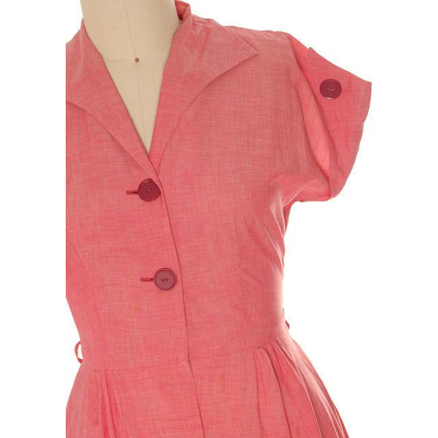 Vintage Womens House Dress Red Changeable Cotton 1940s 38-30-Free Women's,New Arrivals The Best Vintage Clothing