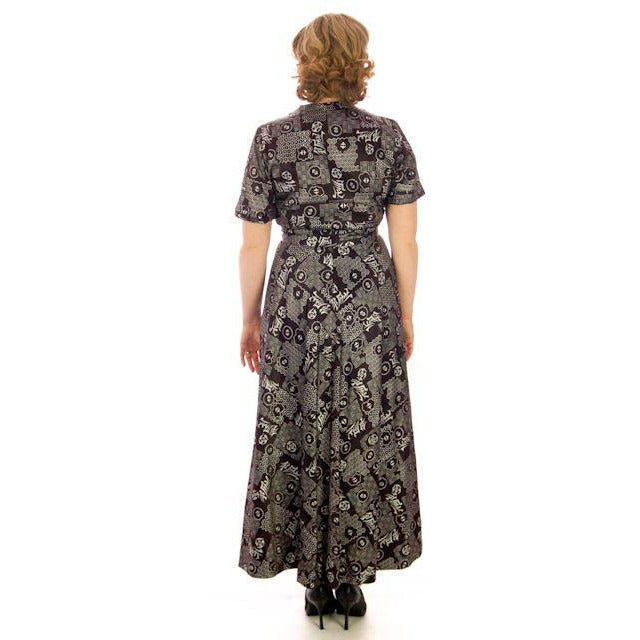 Vintage Womens Lounge Robe Hostess Gown Black & Silver Metallic Chinese 1940s 40-28-45 Women's,New Arrivals The Best Vintage Clothing