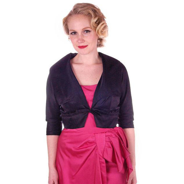Vintage Jacket Black Silk Satin Midi Evening 1940S 34" Bust Cart2cart The Best Vintage Clothing
