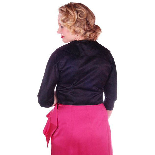 Vintage Jacket Black Silk Satin Midi Evening 1940S 34" Bust Cart2cart The Best Vintage Clothing