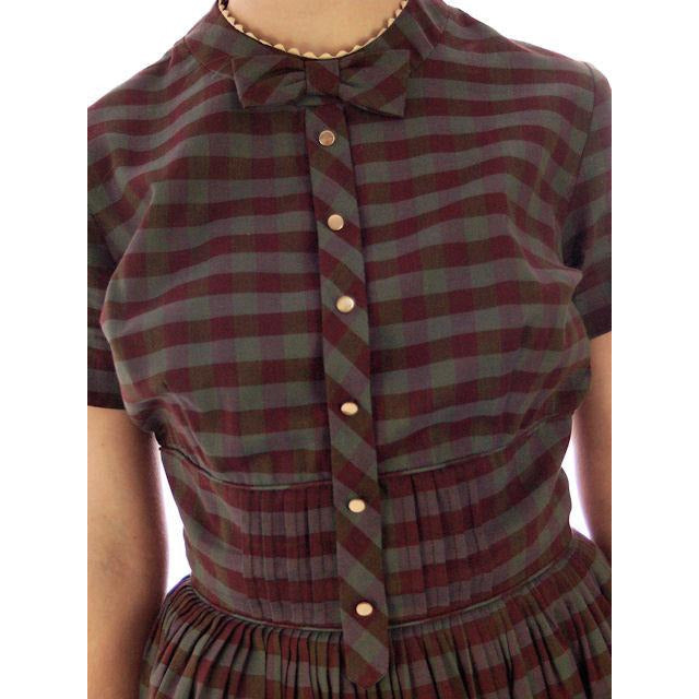 Vintage Day Dress Bobbie Brooks Brown/Green Plaid 1950s 34-24-Free Women's,New Arrivals Bobbie Brooks