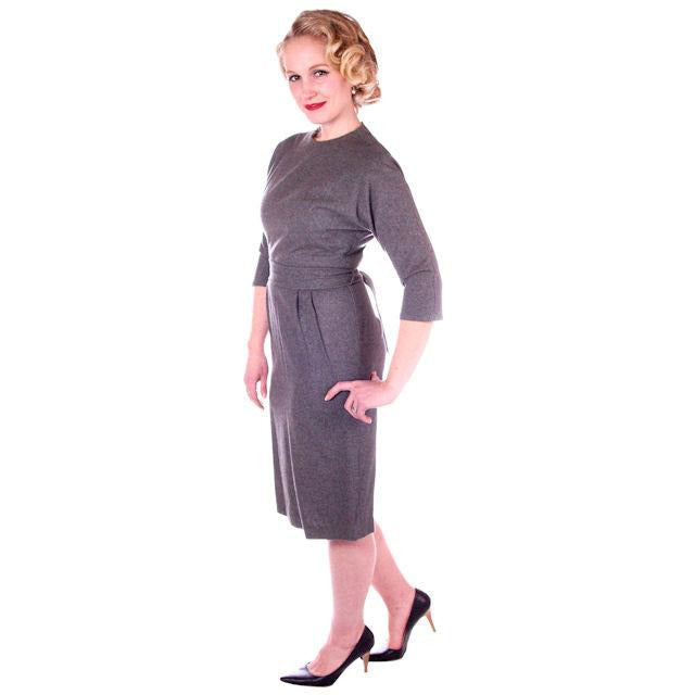 Vintage Gray Wool Secretary Dress 1950S 38" Bust Cart2cart vendor-unknown