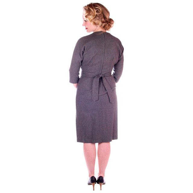 Vintage Gray Wool Secretary Dress 1950S 38" Bust Cart2cart vendor-unknown