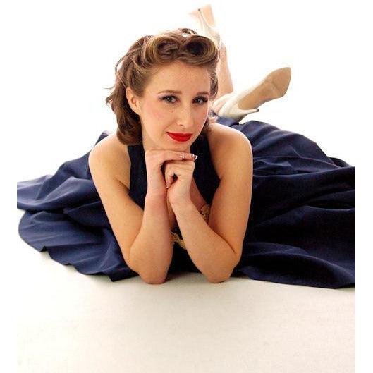 Vintage 1940s Dress Halter Gown Navy Blue Taffeta Circle Skirt Small 32-26-Free Women's,New Arrivals The Best Vintage Clothing