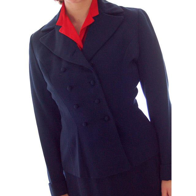 Vintage Womens Double Breasted Gab Suit 1940s Navy Blue 34-24-24 Women's,New Arrivals vendor-unknown