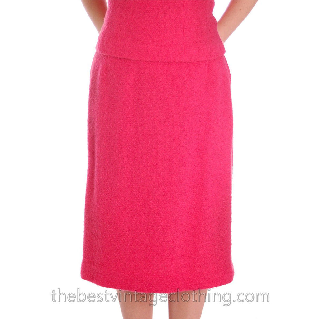 Vintage 1950s Womens Suit Pink 2 Pc Skirt Suit Hot Pink 100% Wool Boucle 38-26-38 The Best Vintage Clothing