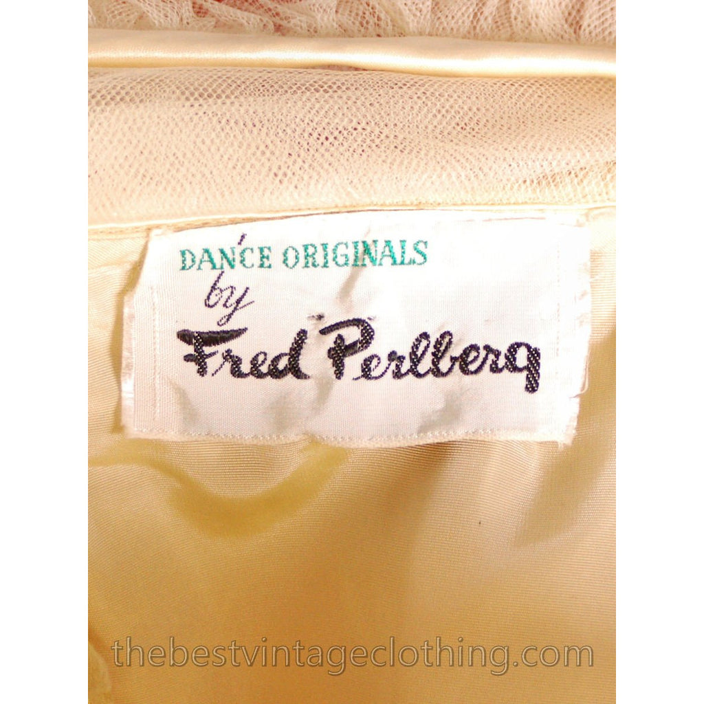 Vintage XS/S Fred Perlberg Tulle Prom Gown Pale Yellow 1950s 32-26-Free The Best Vintage Clothing