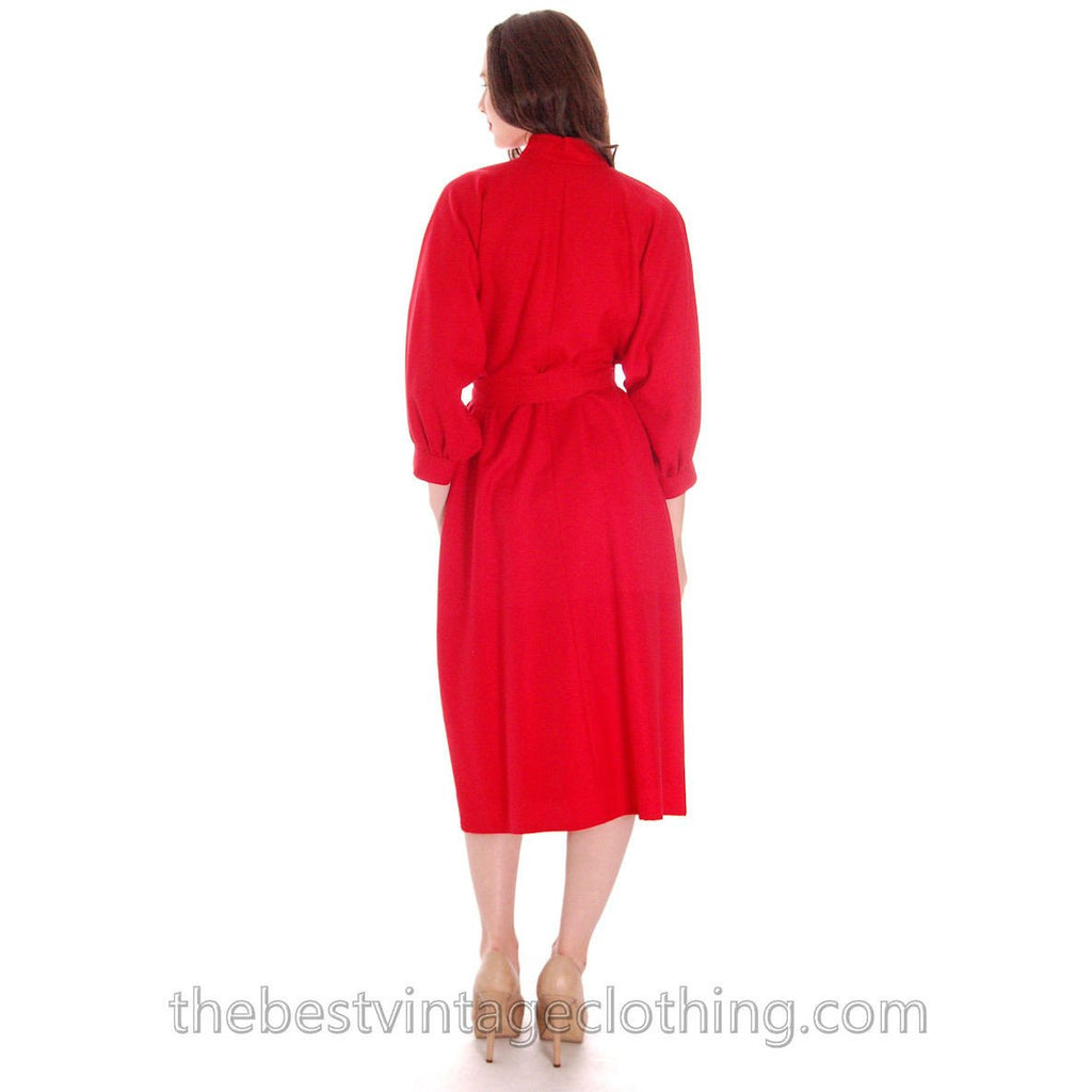 Vintage Vuokko Womens S/M 1970s Dress Red Fine Wool Voile Shirt Dress marimekko The Best Vintage Clothing