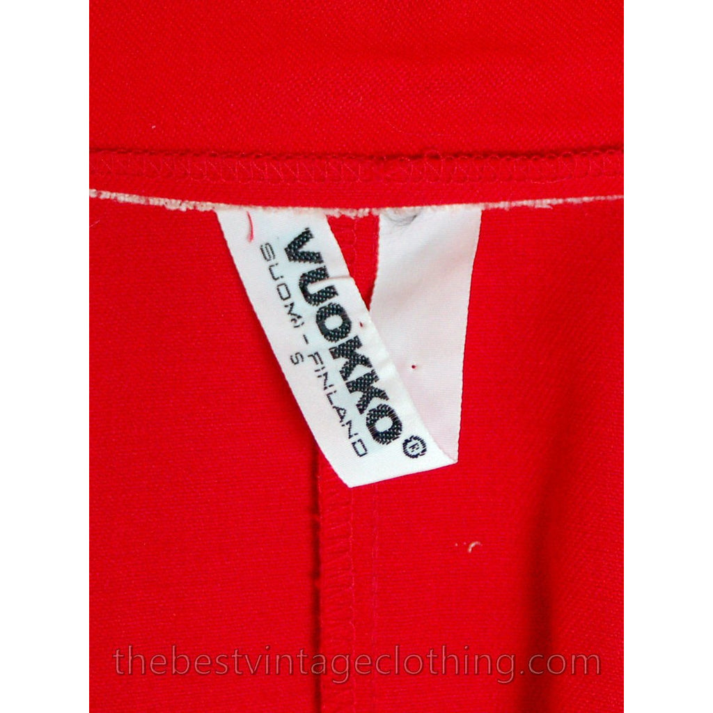 Vintage Vuokko Womens S/M 1970s Dress Red Fine Wool Voile Shirt Dress marimekko The Best Vintage Clothing