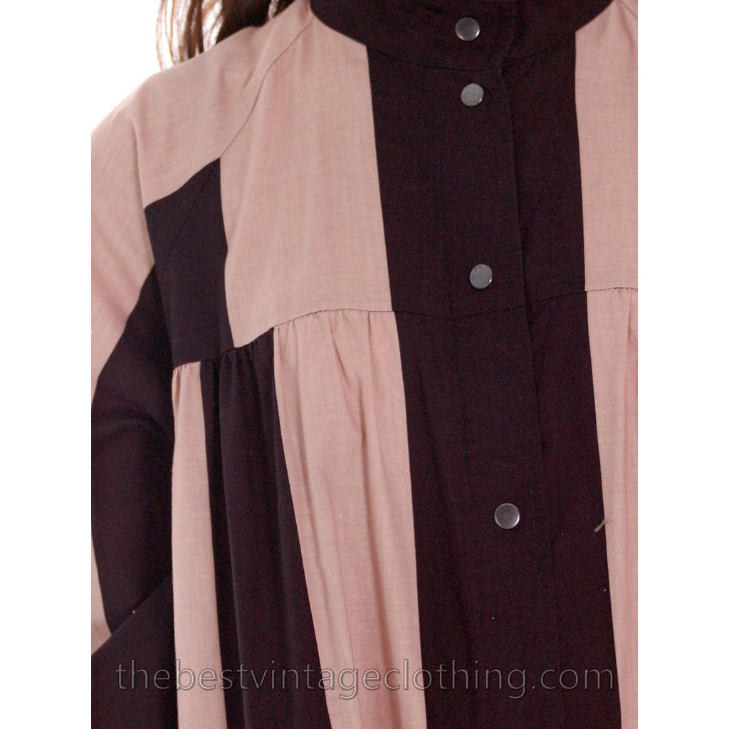Vintage Vuokko Tent Dress / Coat Bold Black & Blush Stripes Geometric L marimekko The Best Vintage Clothing