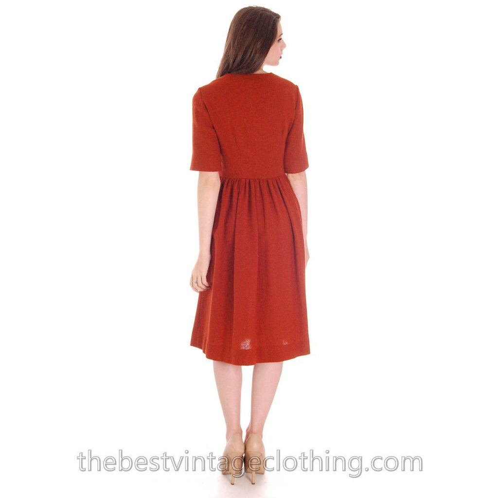 Rare 1950s Marimekko Wool Day Dress Nutmeg Color Sz EU 42 37-28-Free marimekko The Best Vintage Clothing