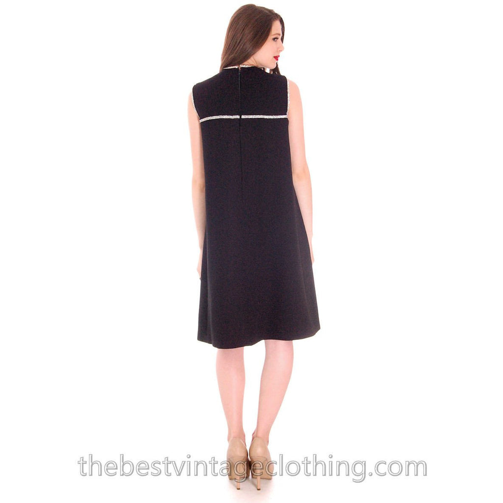 Vtg Lanvin Paris Couture A Line Shift Rhinestone Cut Out Wool Dress 60s S M Women's Lanvin