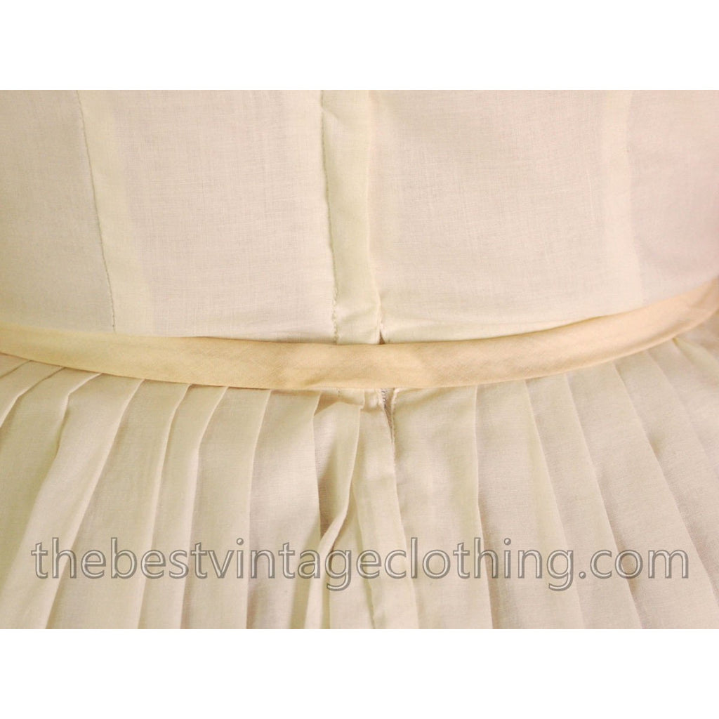 Sweet 1950s Vintage Day Dress Pale Yellow Lace Bodice 33-24-Free Small The Best Vintage Clothing