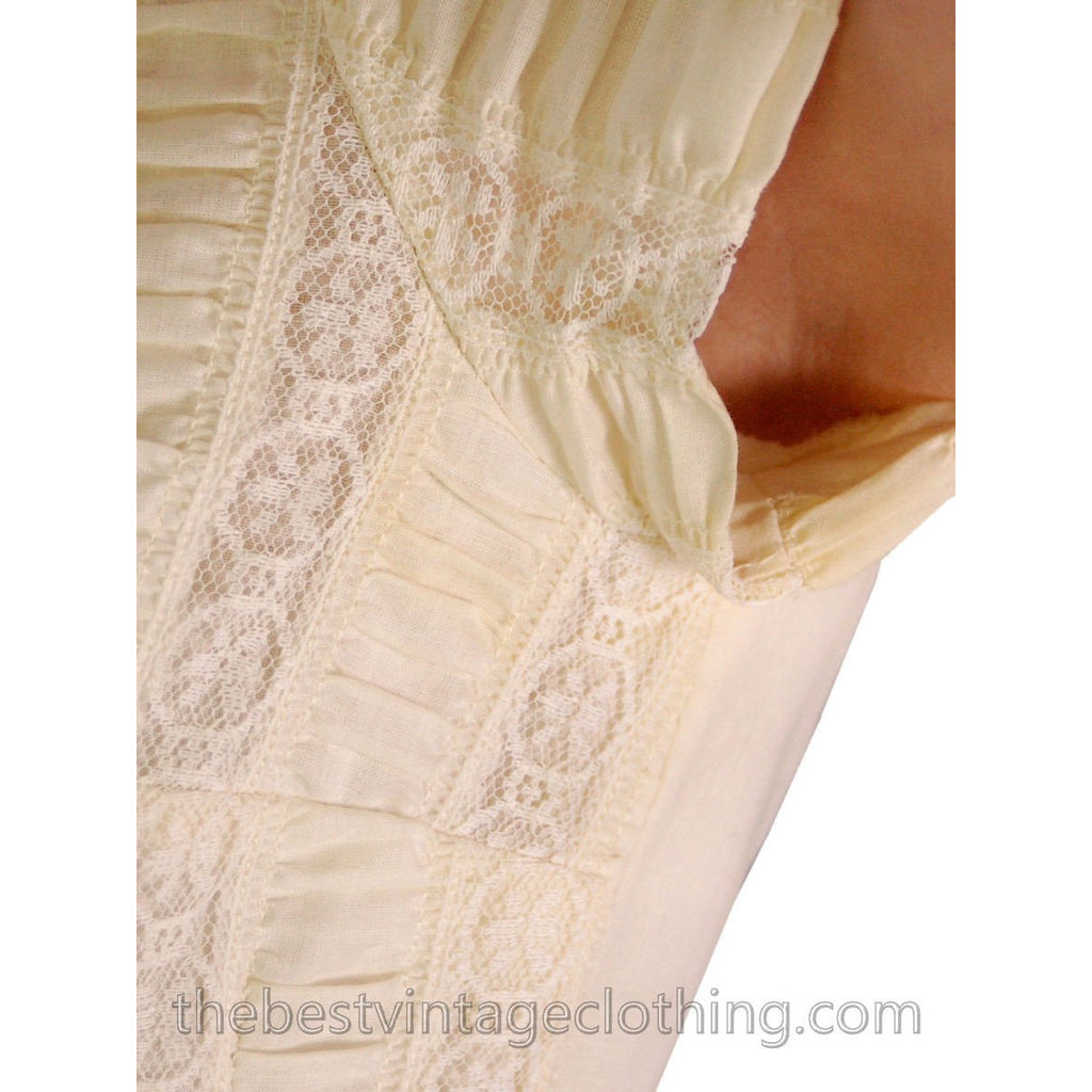 Sweet 1950s Vintage Day Dress Pale Yellow Lace Bodice 33-24-Free Small The Best Vintage Clothing