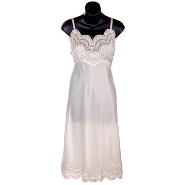 Vintage Full Slip Dupont Nylon Satin Scalloped Lace 1950s Fantasy 34 Cart2cart vendor-unknown