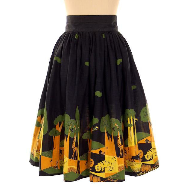 Vintage Ladies Cotton Skirt Fun Jungle Forest  Border Print 1940s 28" Waist - The Best Vintage Clothing
 - 1