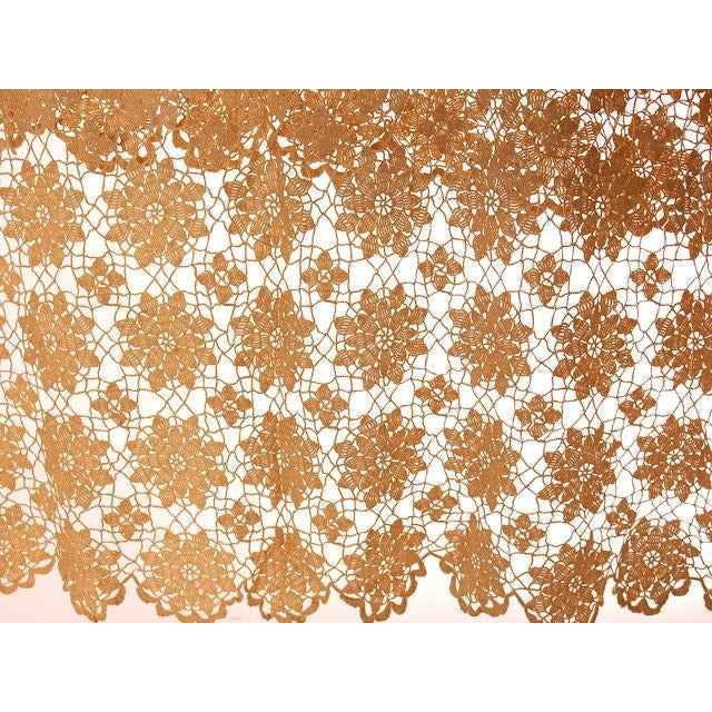 Antique Hand Crocheted Cotton Tablecloth 58 x 74 Dark Ivory Collectibles The Best Vintage Clothing