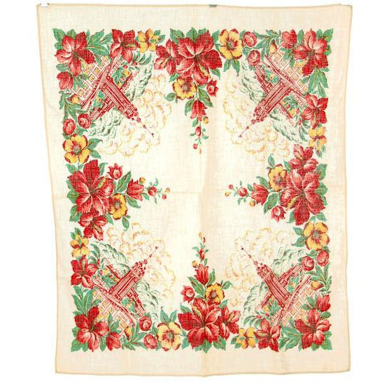Vintage Hawaii Tablecloth Red Hibiscus Flowers The Pierio 26 x 32 Collectibles,New Arrivals,On Sale The Best Vintage Clothing