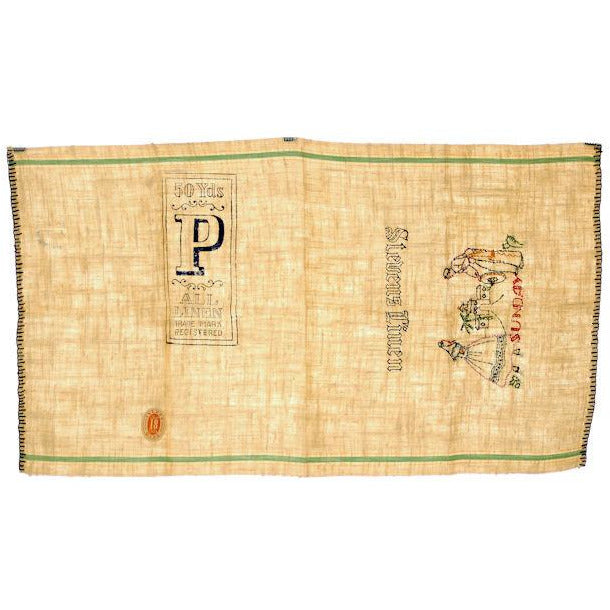 Vintage Kitchen Towel Stevens Linen "Sunday" Embroidered 1940s Collectibles,On Sale The Best Vintage Clothing