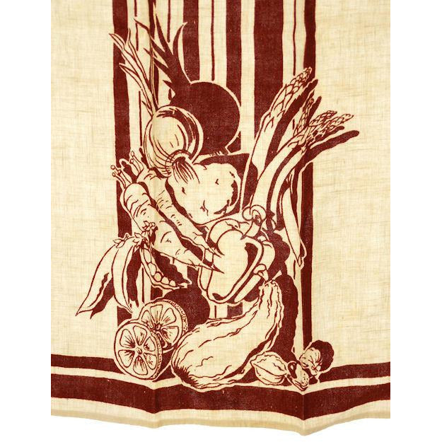 Vintage Kitchen Linen Towel Brown & Cream Veggies 1940s Collectibles The Best Vintage Clothing