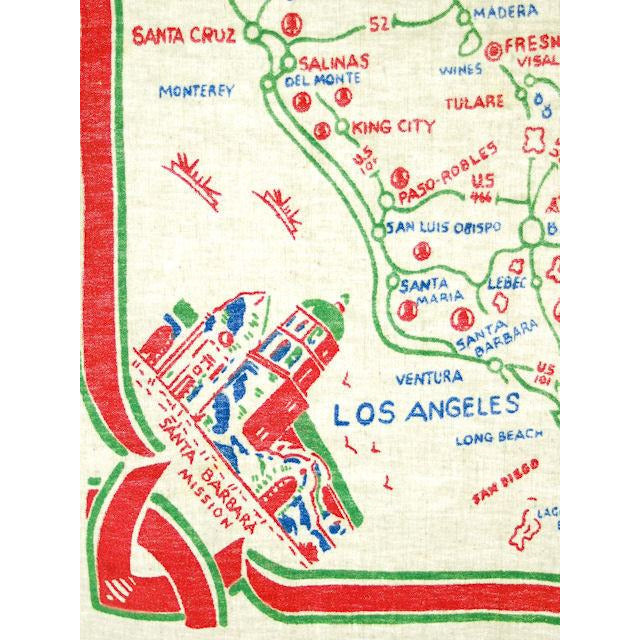 Vintage Map Of California Tablecloth 1940s 30 x 34 - The Best Vintage Clothing
 - 1