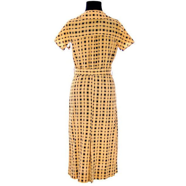 VTG 1930s Dress Yellow & Black Plaid Costume or Redesign Depression Janalene Women's The Best Vintage Clothing