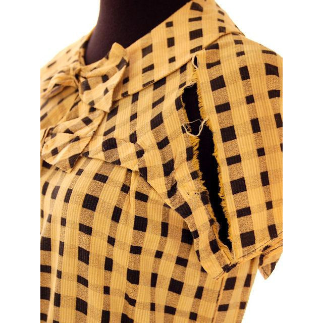 VTG 1930s Dress Yellow & Black Plaid Costume or Redesign Depression Janalene Women's The Best Vintage Clothing