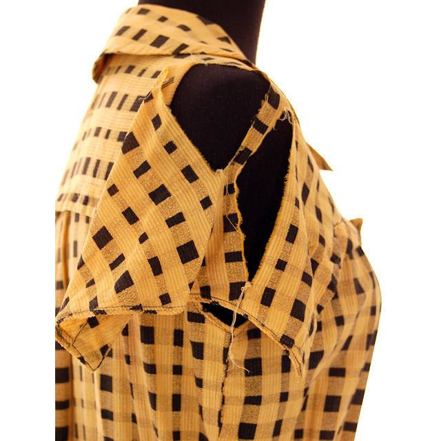 VTG 1930s Dress Yellow & Black Plaid Costume or Redesign Depression Janalene Women's The Best Vintage Clothing