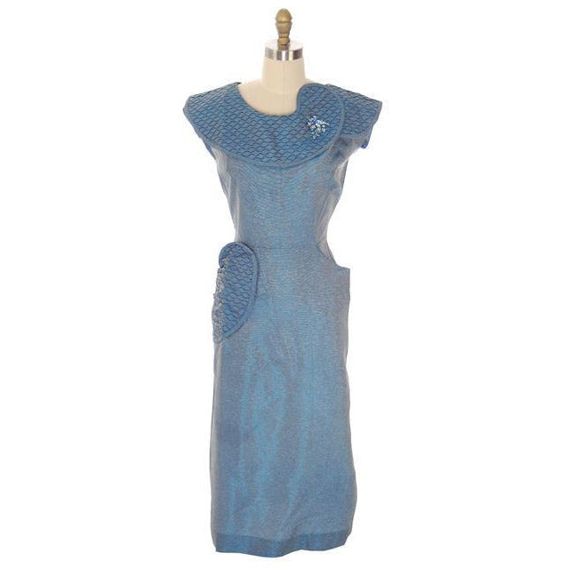 Vintage Womens S Dress Changeable Blue Bombshell Great Pocket Detail 1950s 38-26-38 Women's,New Arrivals The Best Vintage Clothing