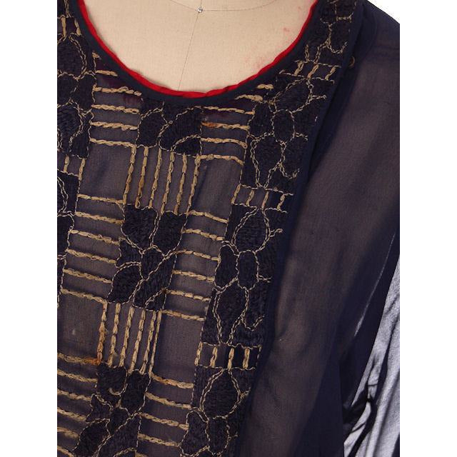 Vintage Antique Edwardian Navy Silk Pongee Blouse Embroidered Downton Abbey Era 48" Bust Women's,New Arrivals The Best Vintage Clothing